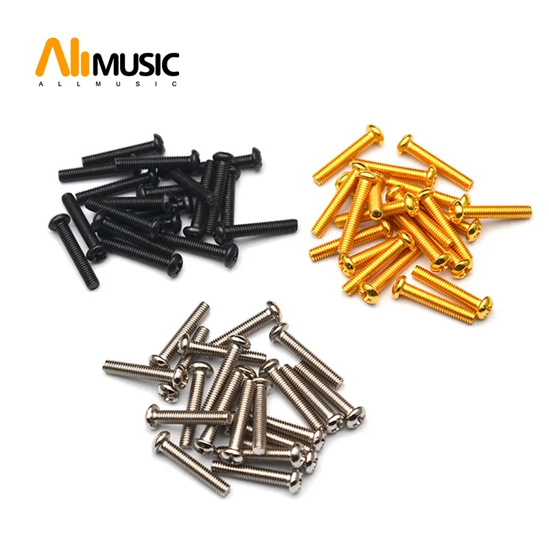 6Pcs Guitar Screws Electric Guitar Saddle Adjust Screws M3x18mm for Guitar Bridge Saddle Black/Gold/Chrome