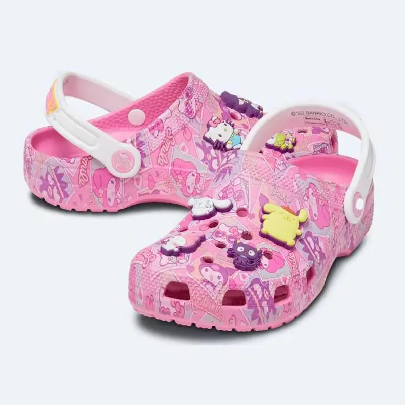 Sanrio New Hello Kitty Children Slippers Summer Slippers Cinnamoroll Outdoor Beach Holey Shoes Sandals Kuromi Kid Boy Girl Gifts