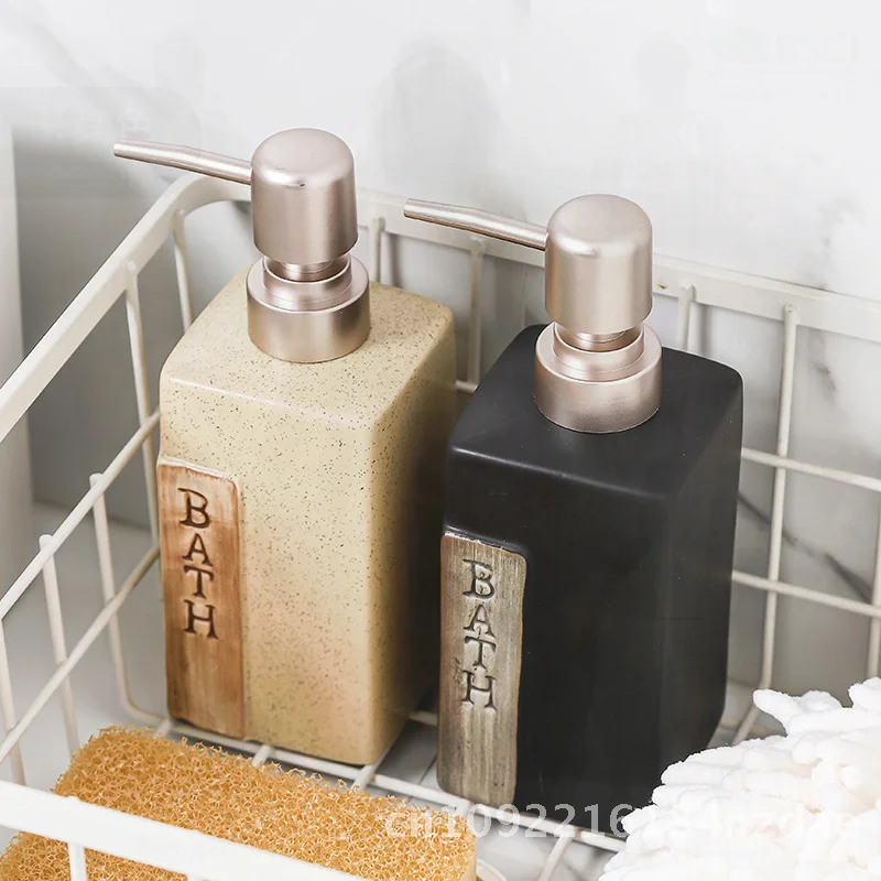

Ceramic Soap Dispenser Hand Sanitizer Bottle Shower Gel Shampoo Bathroom Bottle Simple Design for Kitchen And Bath