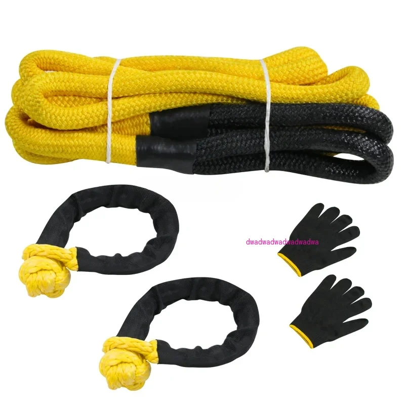 Tow Rope Kinetic Energy Recovery Rope Power Stretch Snatch Strap Vehicle Tow Rope with Protective Sleeve Tote Bag