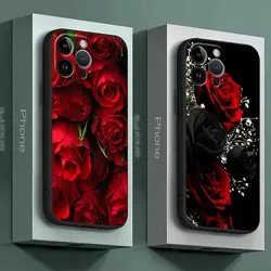 TPU Soft Phone Case for Apple iPhone 11 15 Pro Max 8 Plus 13 Pro XR 12 Mini 14 SE XS X Bag Back Bright Red Rose Flowers Cover