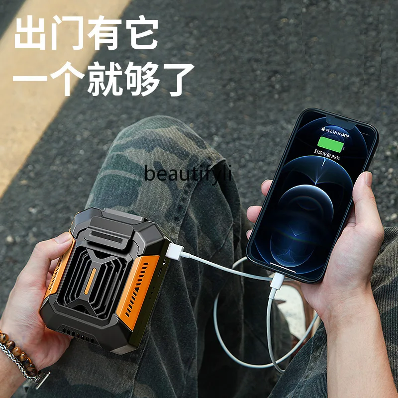 Ventilatore in vita da cantiere, esterno, portatile, ricaricabile, appeso al collo, mini ventilatore multifunzionale per studenti