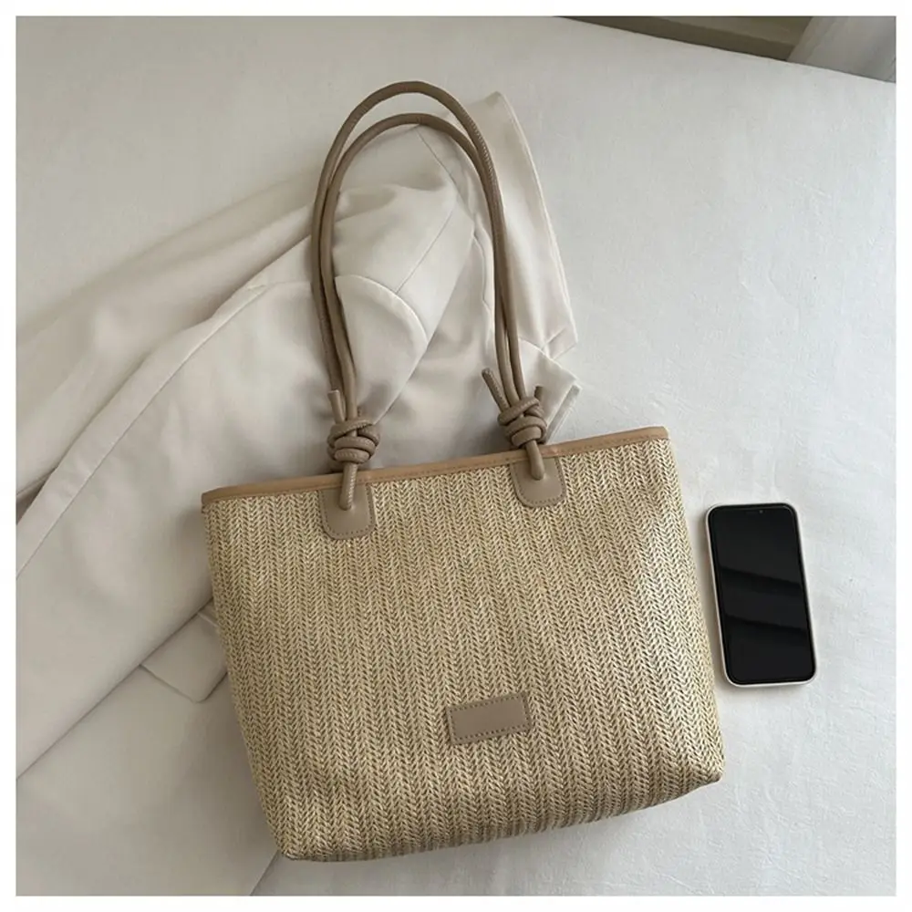 Borsa a tracolla intrecciata in erba di moda borse in Rattan intrecciate fatte a mano Tote bohémien di grande capacità per la spiaggia estiva