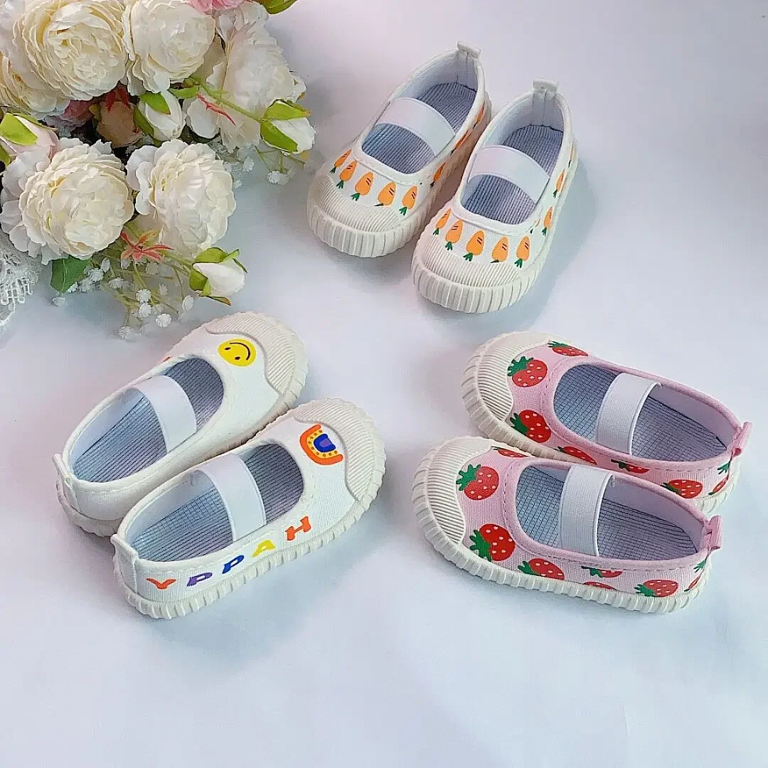 

Baby Girl Spring Autumn New Kids Canvas Shoes Children Casual Sneakers Cartoon Style Soft Bottom First Walkers Shoes