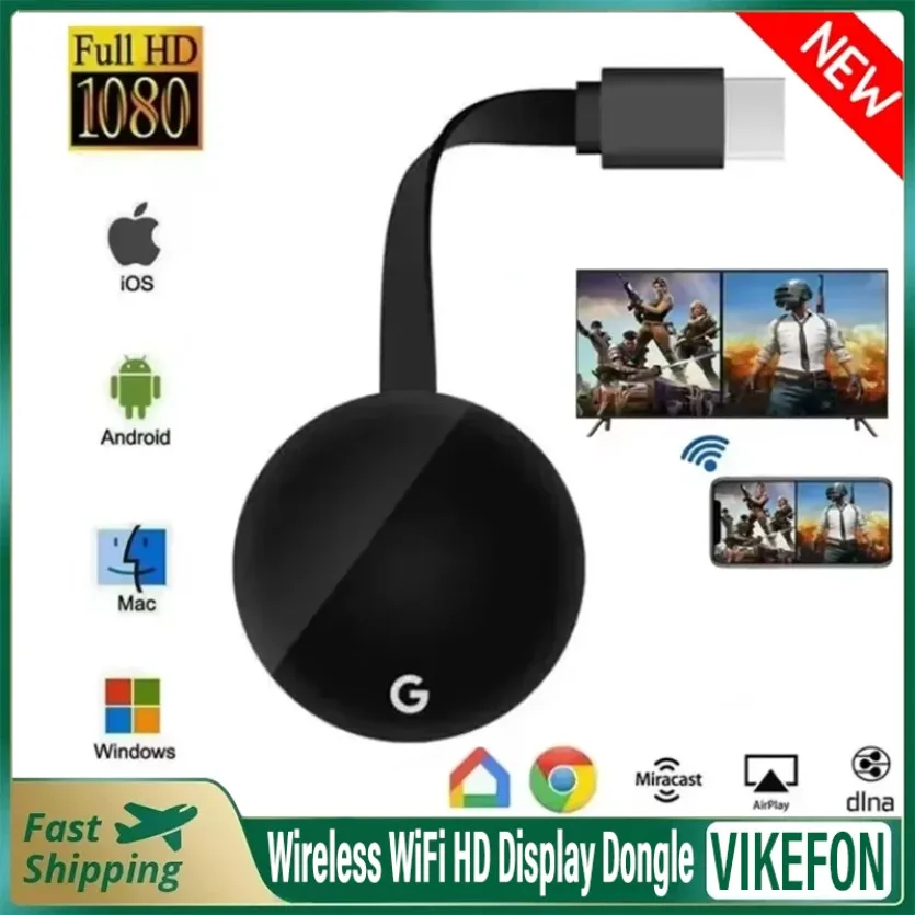 لاسلكي واي فاي Chromecast جوجل mirascreen HD عرض دونغل وسائل الإعلام بث الفيديو التلفزيون المنزل الذكي HDMI-متوافق مع ios/أندرويد #1