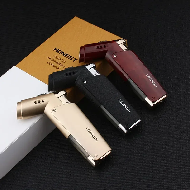 Honest Metal Windproof Outdoor BBQ Torch Turbo Jet Butane Luxury Cigar Cigarette Two Way Flame Inflatable Lighter Smoking Tool