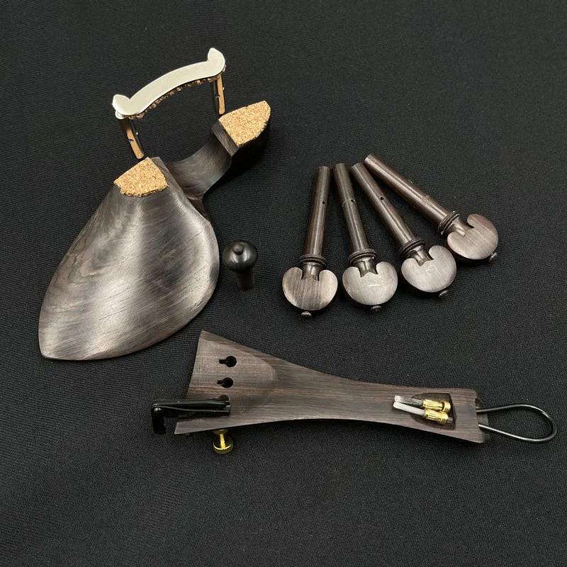 1 set High quality 4/4 violin Natural ebony wood accessories parts fittings,Tailpiece+Tuning pegs+Endpins+Chin rest/Chin Holder