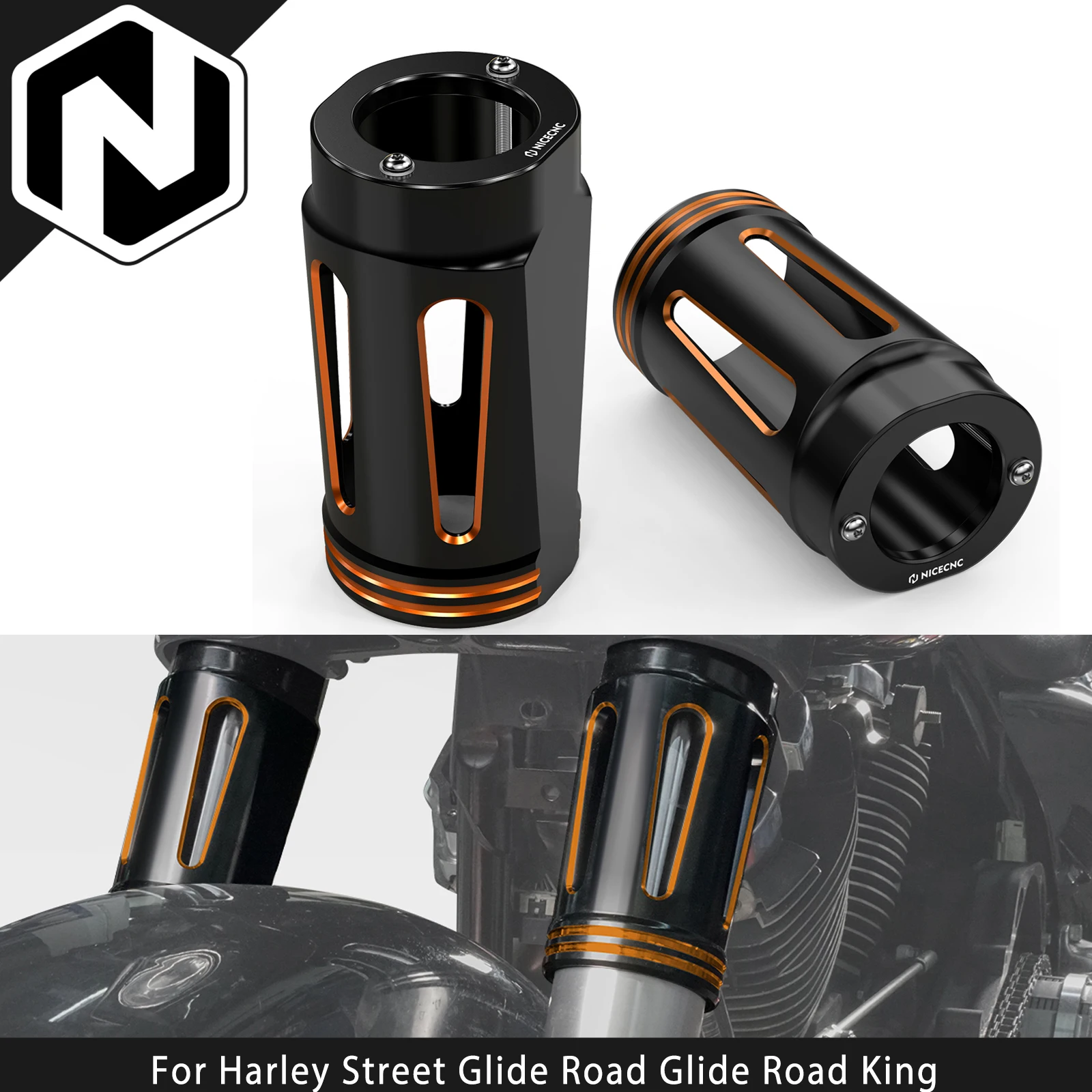 

Защитные накладки на вилку NICECNC для Harley Street Glide, Road Glide/Special, Road King, Electra Glide, Tri Glide Ultra (2015-2023)