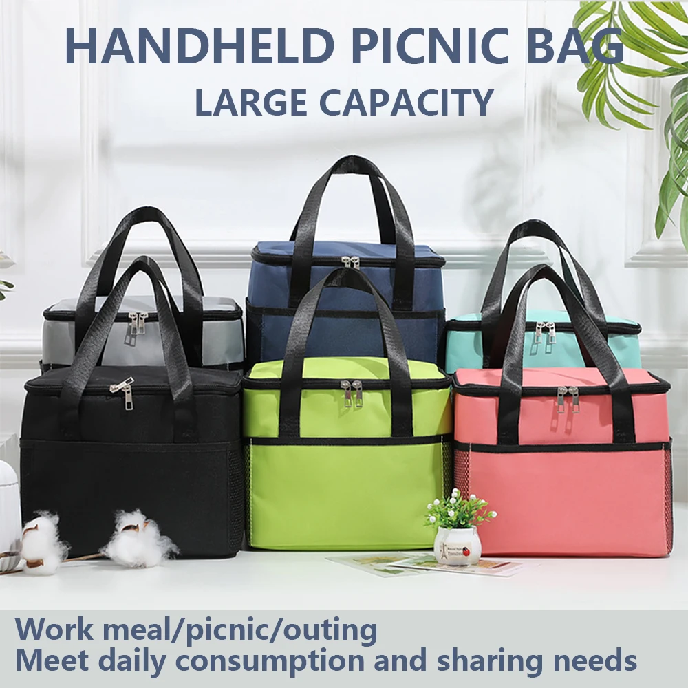 Waterproof portable thickened aluminum foil insulation bag, large capacity Oxford cloth lunch box bag, outdoor picnic bag