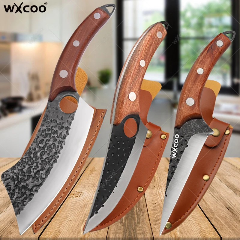 

WXCOO Forged Boning Knife Stainless Steel Meat Cutting Knife Skinning Cutting Cattle Sheep Slaughter Knives Butcher Knife