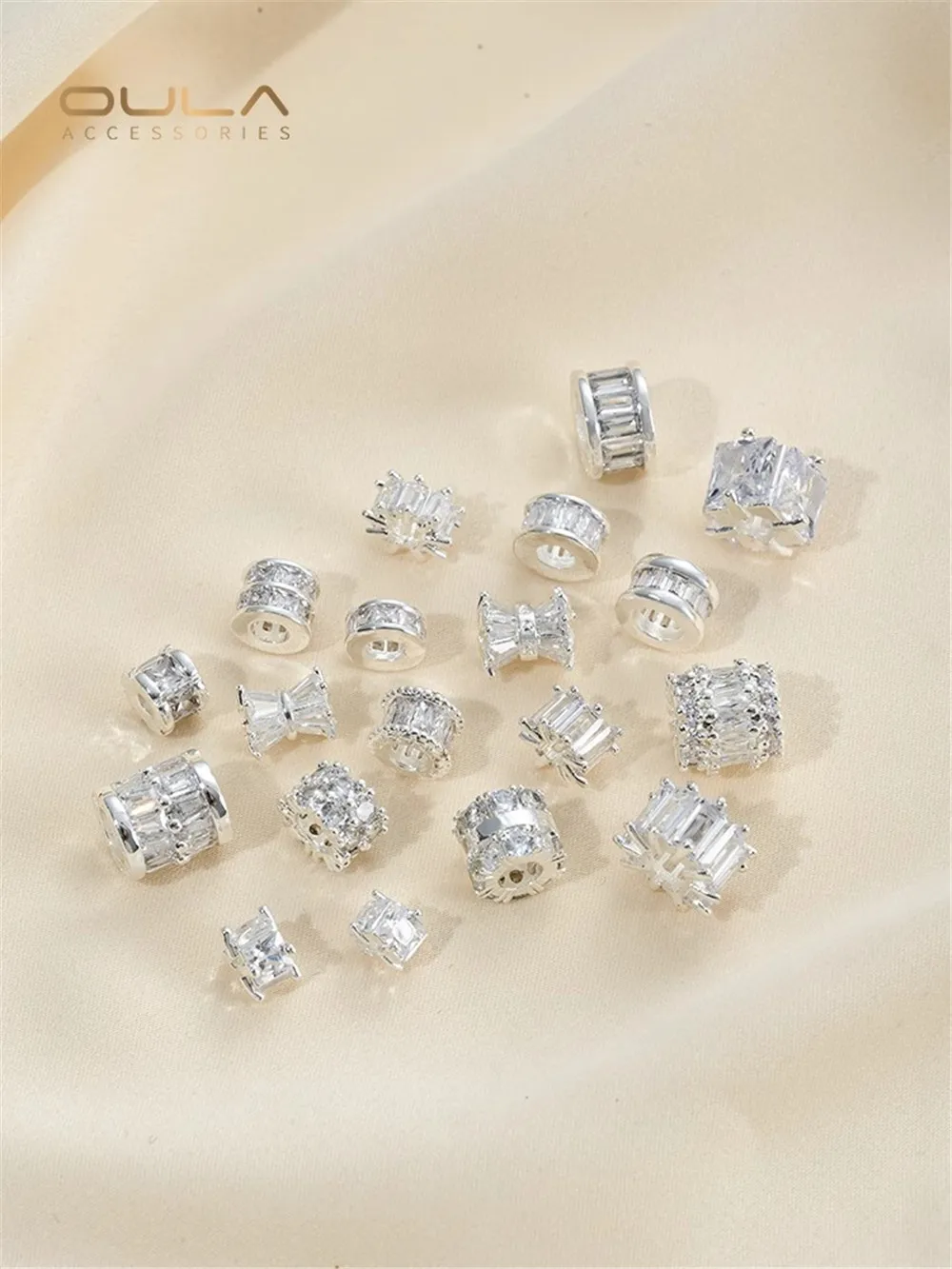 Package 925 Thick Silver Bucket Bead Square Partition Bead Accessories Wheels Small Waist Road Passage Handmade DIY Bead Matchin