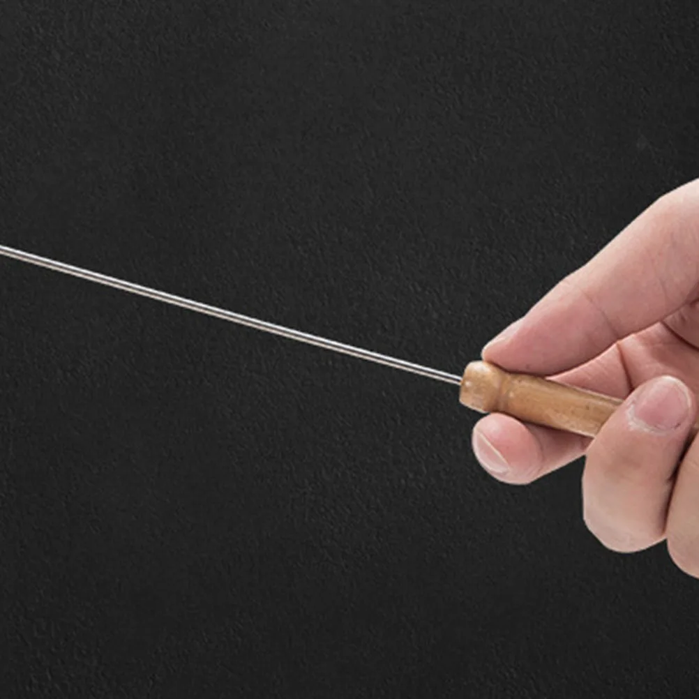 

24pcs Wooden Handle Metal Bbq Skewers Stainless Steel Reusable Grilling Sticks For Camping Picnic Party Barbecue Needles Kitchen