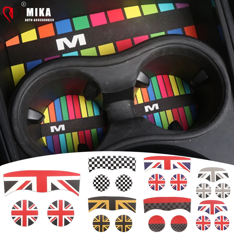 Car Water Cup Pad Mat Car Stickers For Mini Cooper F54 F55 F56 F57 F60 Leather Coaster Bottle Holder Interior Car Accsesories