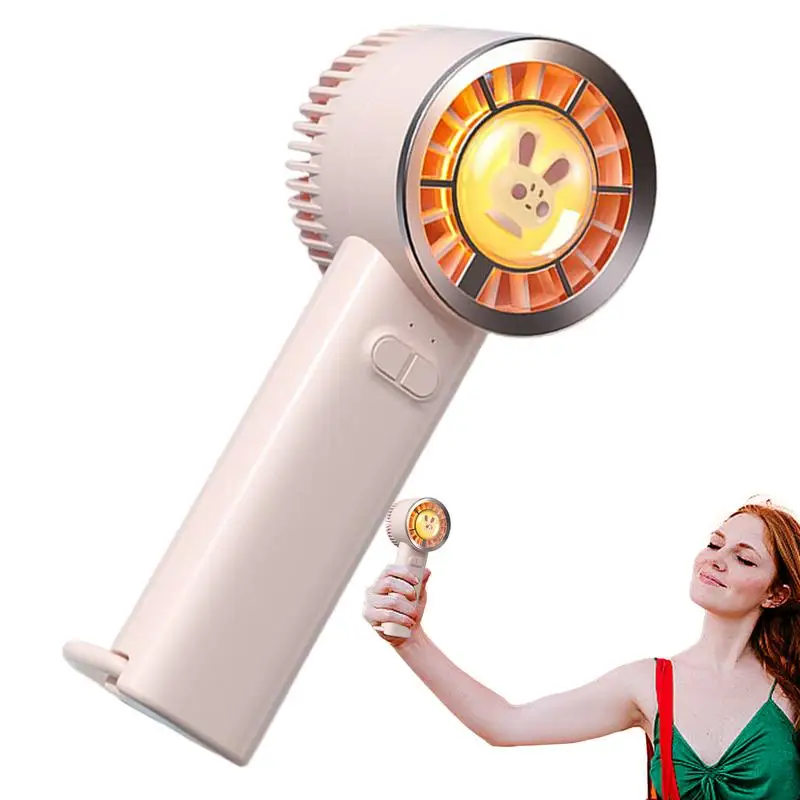 Light Up Portable Fan Light Up Personal Small Hand Fan Adorable Cartoon Design USB Charging Quiet Handheld Portable Fan For