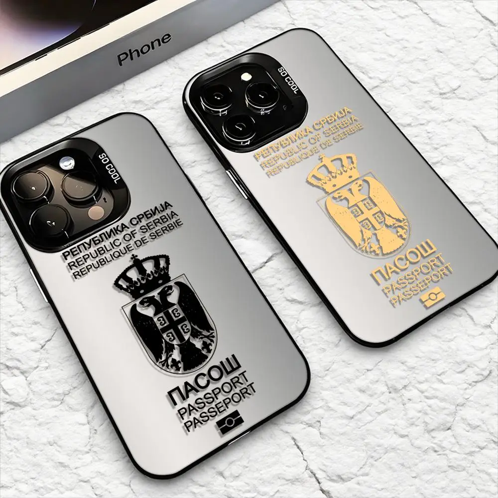 صربيا جواز السفر شعار جراب هاتف آيفون 17 16 15 14 13 12 11 برو ماكس الهواء ماتي ليزر أورورا للصدمات فوندا PIKPAKA