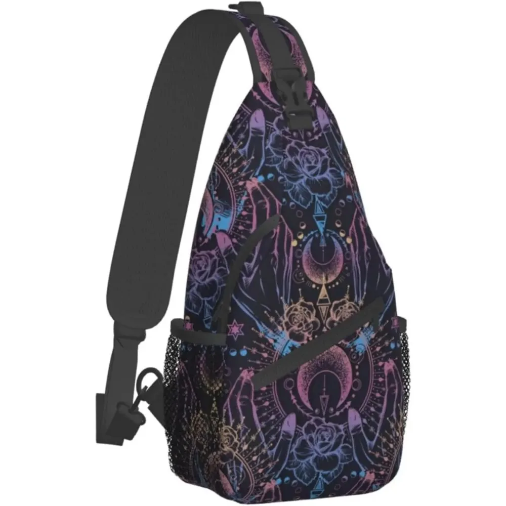 Umhängetasche, magische Astrologie, Alchemie, Okkultismus, Mond, Hexe, Umhängetasche, lässiger Tagesrucksack für Reisen, Sport, Laufen, Brusttasche