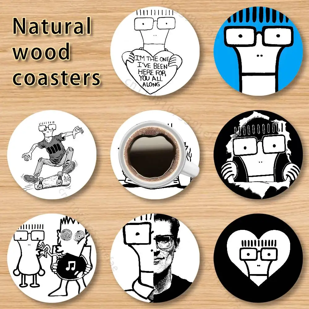 

D-Descendants Milo Go To College Wooden Cup Mats Combo Decora Glass Cup Coaster Home Kitchen Decora Gift