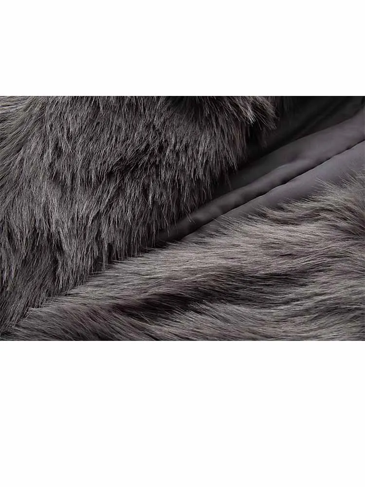 Damski płaszcz zimowy z imitacji futra, uniwersalny, ciepły, z długim rękawem, kołnierzem, pluszowy, wygodny, casualowy.