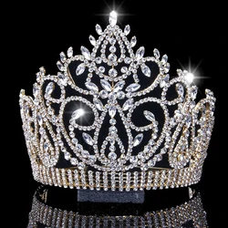 Fashion Wedding Hair Accessories Bridal Wholesale Huge Vintage Leaf Big Rhinestone Romantic Crown Tiaras Party Decoration
