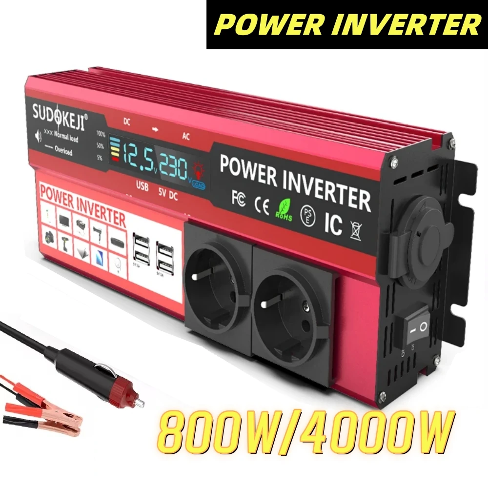 

Power Inverter 4000W (Maximum Power) Automotive Inverter RV Marine Power Inverter DC 12V to120V 220V EU US UK Global Socket