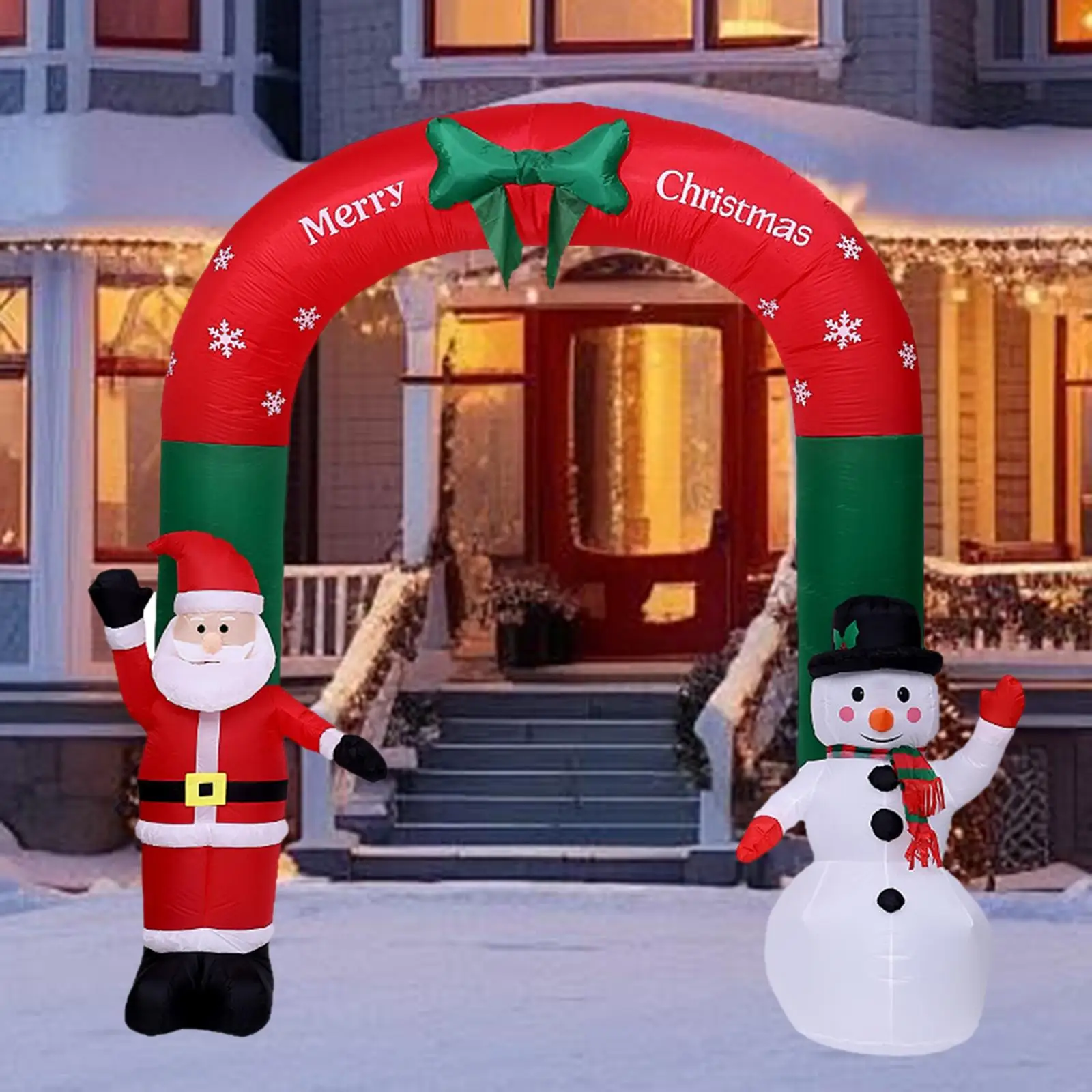 

3.1M Tall Lighted Christmas Inflatable Archway EU 220V with Stakes, Fixing Ropes Xmas Ornament for Christmas Events Lightweight