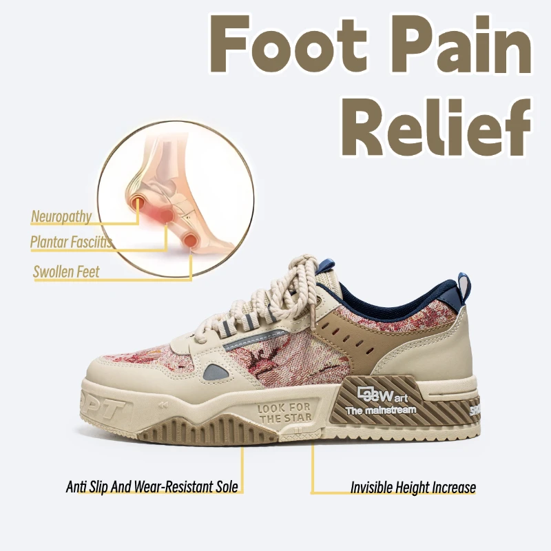 

LiveDay Men's Skateboarding Shoes Canvas Thick Bottom Platform Comfortable Breathable Vulcanized Casual Sneakers Footwear