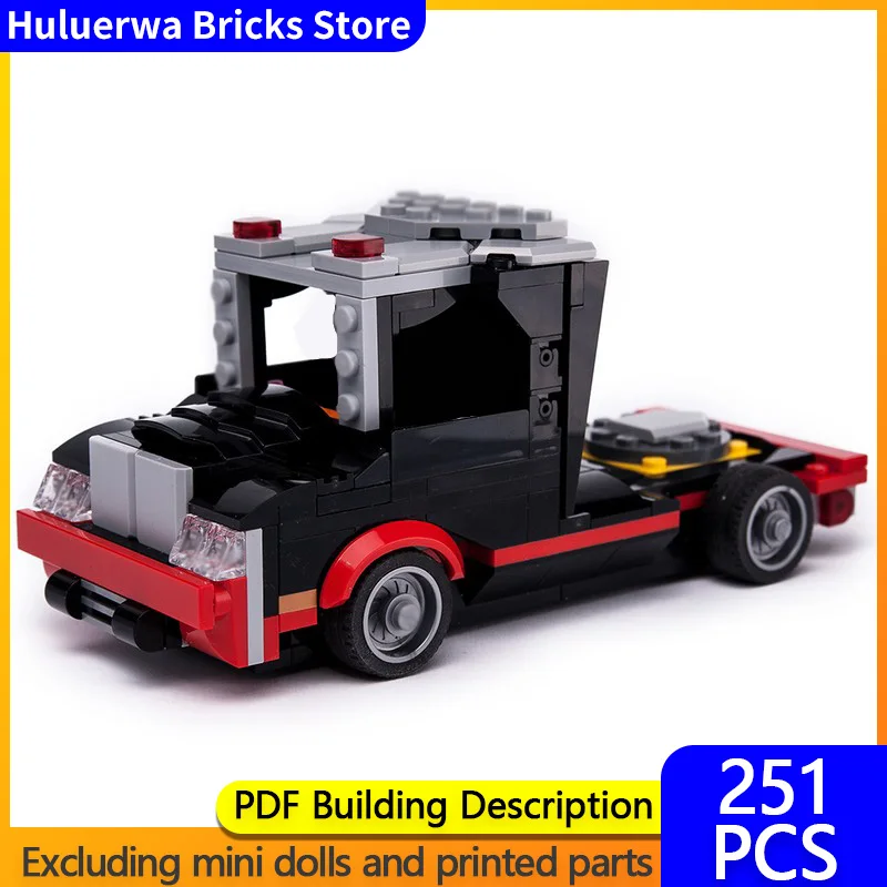

City Car Model MOC Building Bricks Black Cat Commercial Truck Modular Technology Children Holiday Gifts Assemble Toys Suit