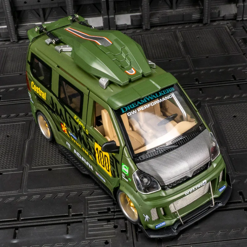 1:24 simulação liga modelo de carro jdm som e luz van porta e capô do motor tronco pode ser aberto