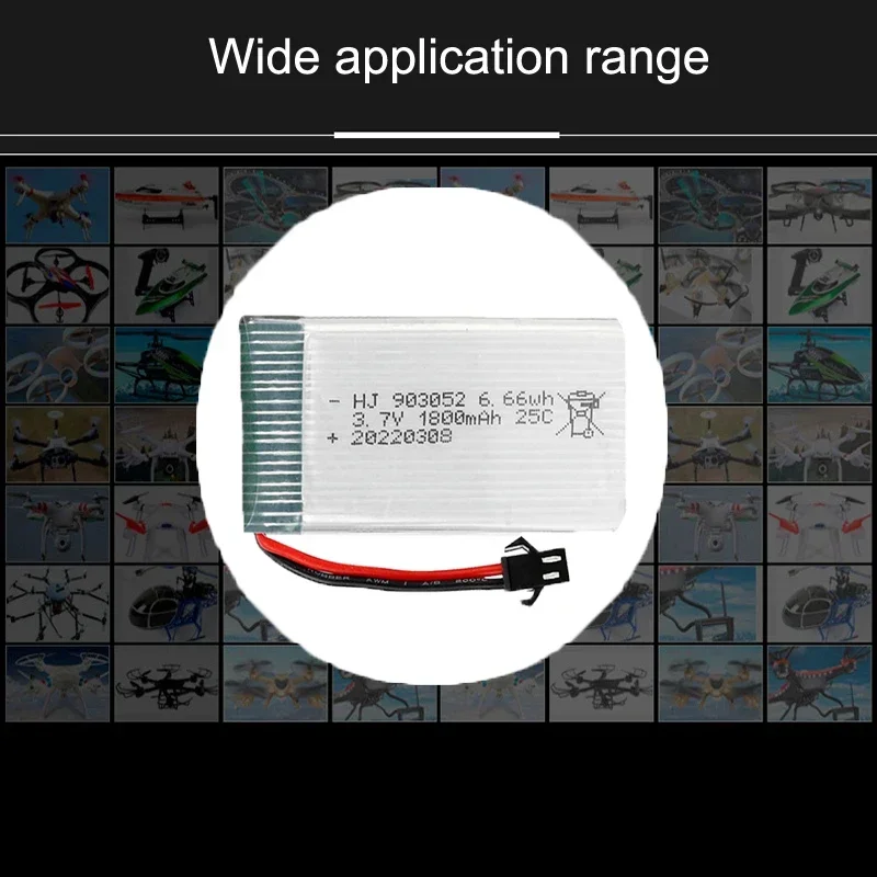 3.7v 1800mAh 25C Rechargeable Li-po Battery with SM-2P Plug for SYMA X5SW X5 X5S X5C M18 H5P KY601S RC plane model 903052