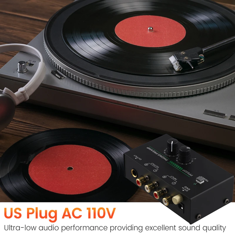 Phono Turntable Preamp, Phonograph Preamplifier With R C A Input, RCA/TRS Output, For Turntable Record Play-A69F