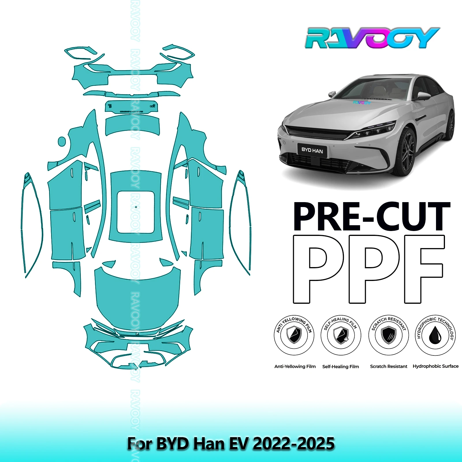 

Full Vehicle Clear Bra Precut PPF Paint Protection Film For BYD Han EV 2022-2025