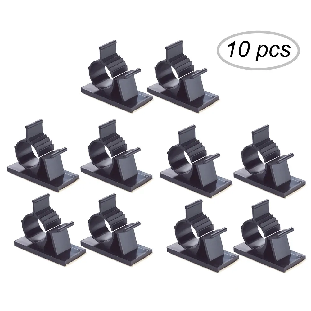 10Pcs Cable Clamp Black Plastic Adhesive Backed Wire Clips for Desk Cord Organizer Home Office Use Cable Clamp