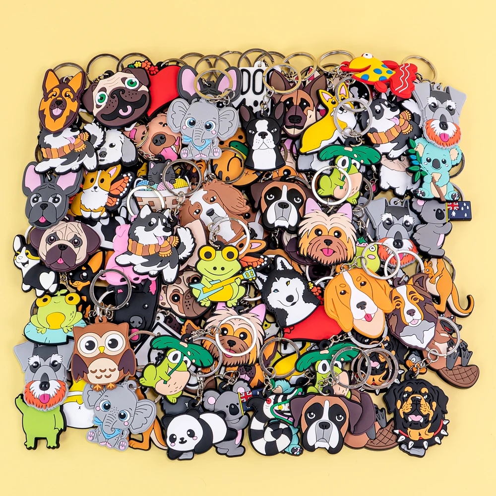 Random Keychain Funny Cartoon Keychain Cute Animal Keyrings Decoration Key Holder Kid keys Car Bag Trinket Send10/20/50/100Pcs