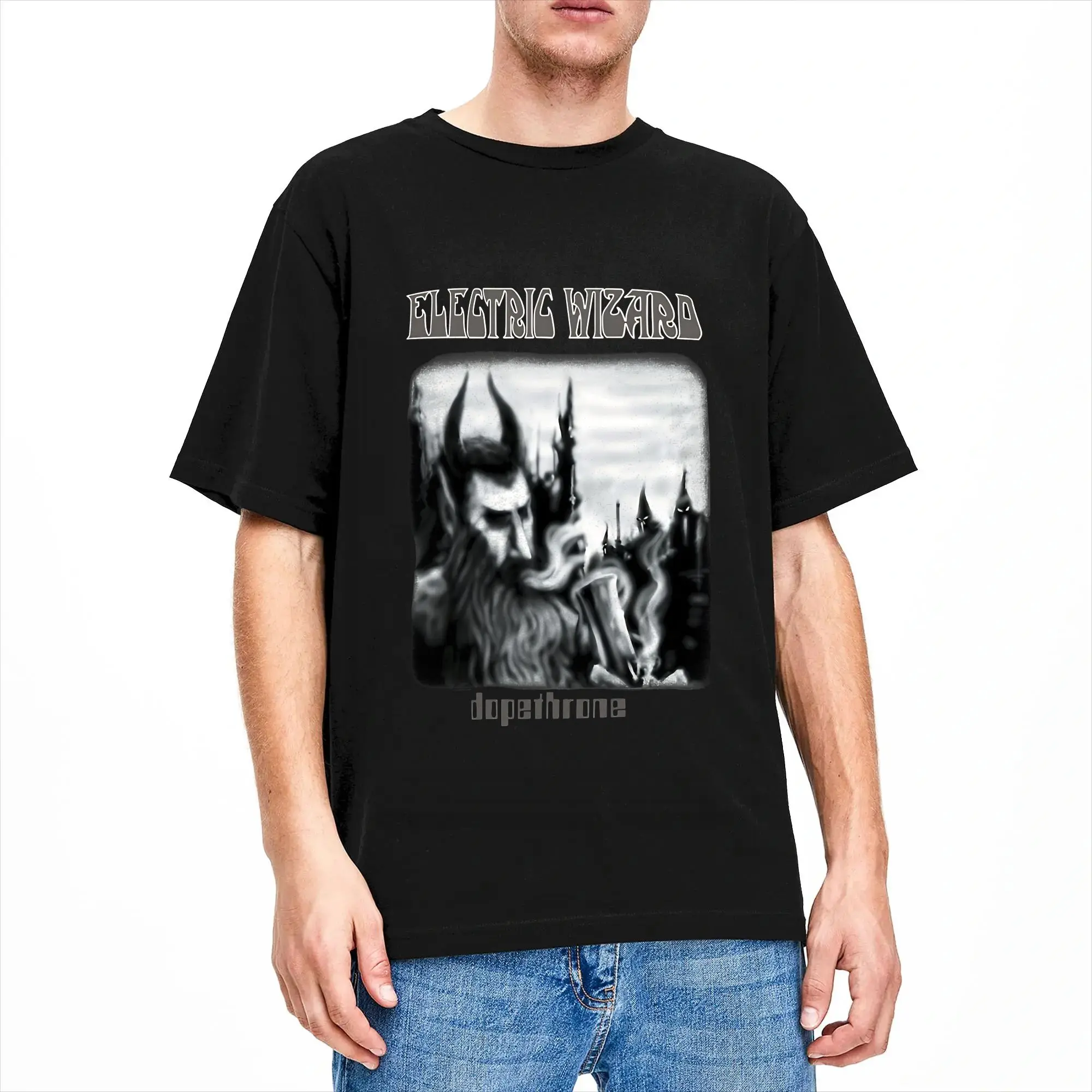 Electric Wizard T Shirts Men 100% Cotton Humor T-Shirts Round Collar  Tee Shirt Short Sleeve Clothes Summer