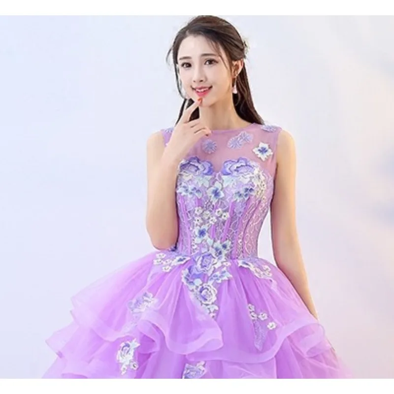 فستان سهرة نسائي جديد مطرز بدون أكمام شبكي عصري للتخسيس أداء فني امتحان فستان كبير