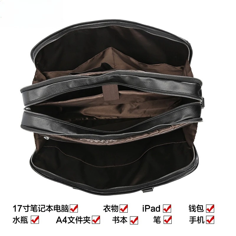 Мужской портфель из воловьей кожи, кожаная сумка, роскошная ретро 17-дюймовая сумка для ноутбука для мужчин, кожаная сумка через плечо Crazy Horse