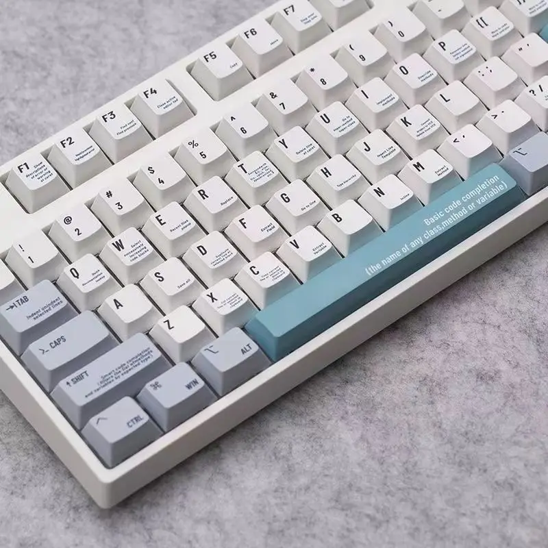 Программатор GMK PBT Keycap, вишневый профиль для механической клавиатуры, сублимационная печать, симпатичная игровая подсветка, белый-серый, набор 125 колпачков для ключей