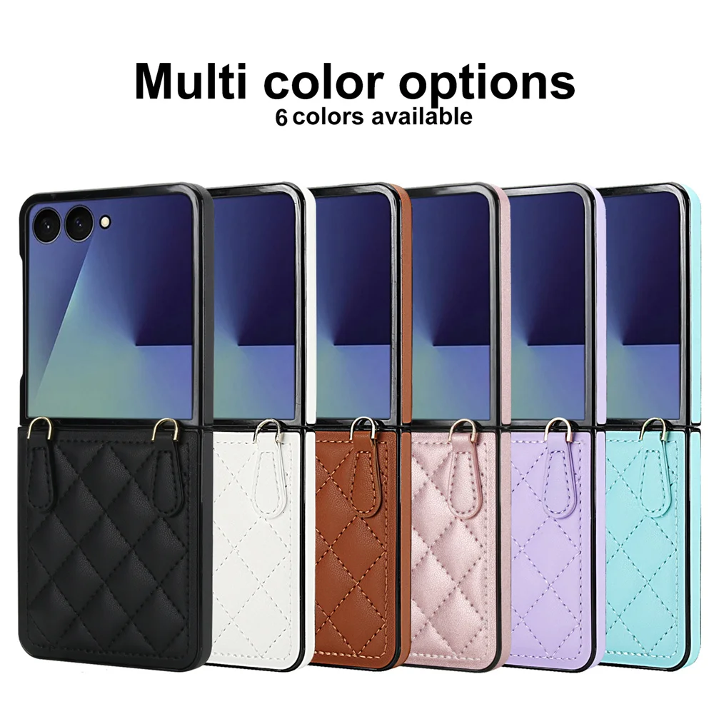 الفاخرة وشاح حريري الحبل الجلود قضية الهاتف لسامسونج غالاكسي Z فليب 7 6 5 43 شيك سلسلة شريط للرسغ شبكة غطاء مقاوم للصدمات