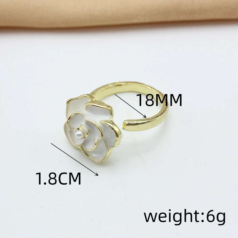 جديد كبير الأبيض كاميليا اللؤلؤ قابل للتعديل حلقة مفتوحة للنساء السبابة شخصية الزفاف حجم الحرة Anillo مجوهرات فتاة هدية