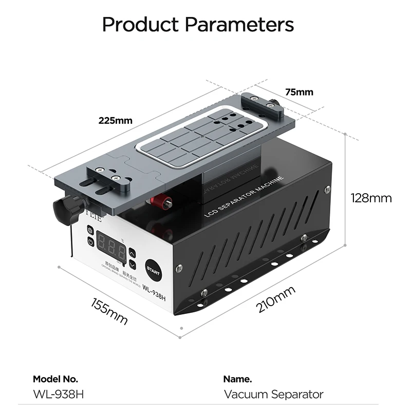 WYLIE WL-938 Vacuum Separator 400w for Mobile Phone Below 7 inches Super Suction Screen Repair Separation Machine Repair Tool