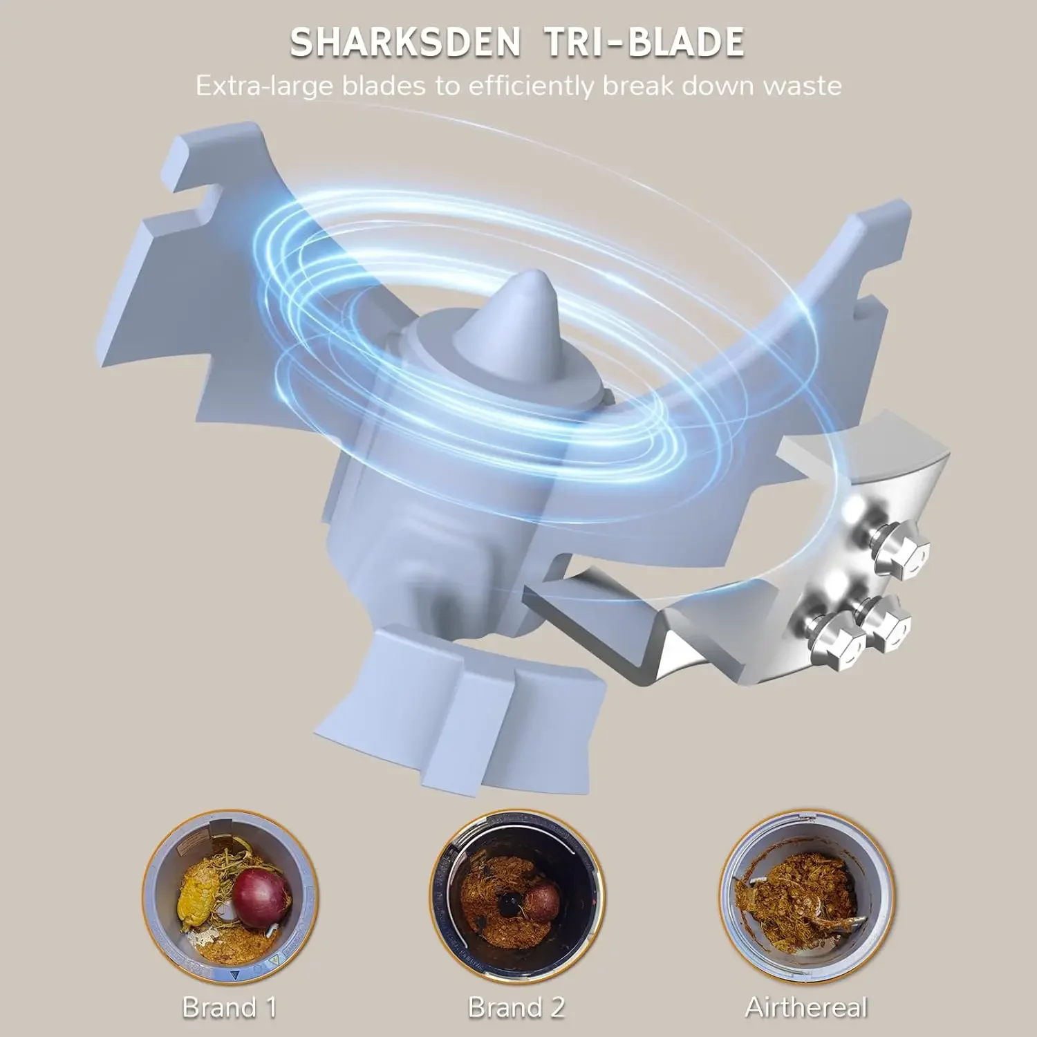 مركب المطبخ الكهربائي، سعة 2.5 لتر مع شفرات SHARKSDEN ثلاثية الشفرات، تحويل نفايات الطعام والكراشات إلى سماد جاف