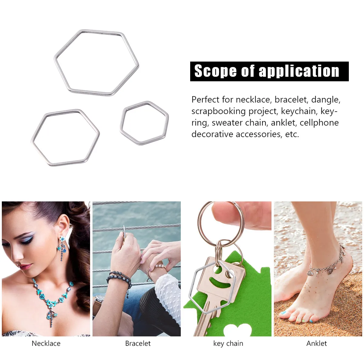 

30 шт. шестигранных подвесок из нержавеющей стали для изготовления украшений своими руками, аксессуары для ожерелий, женские, серебристые, модные