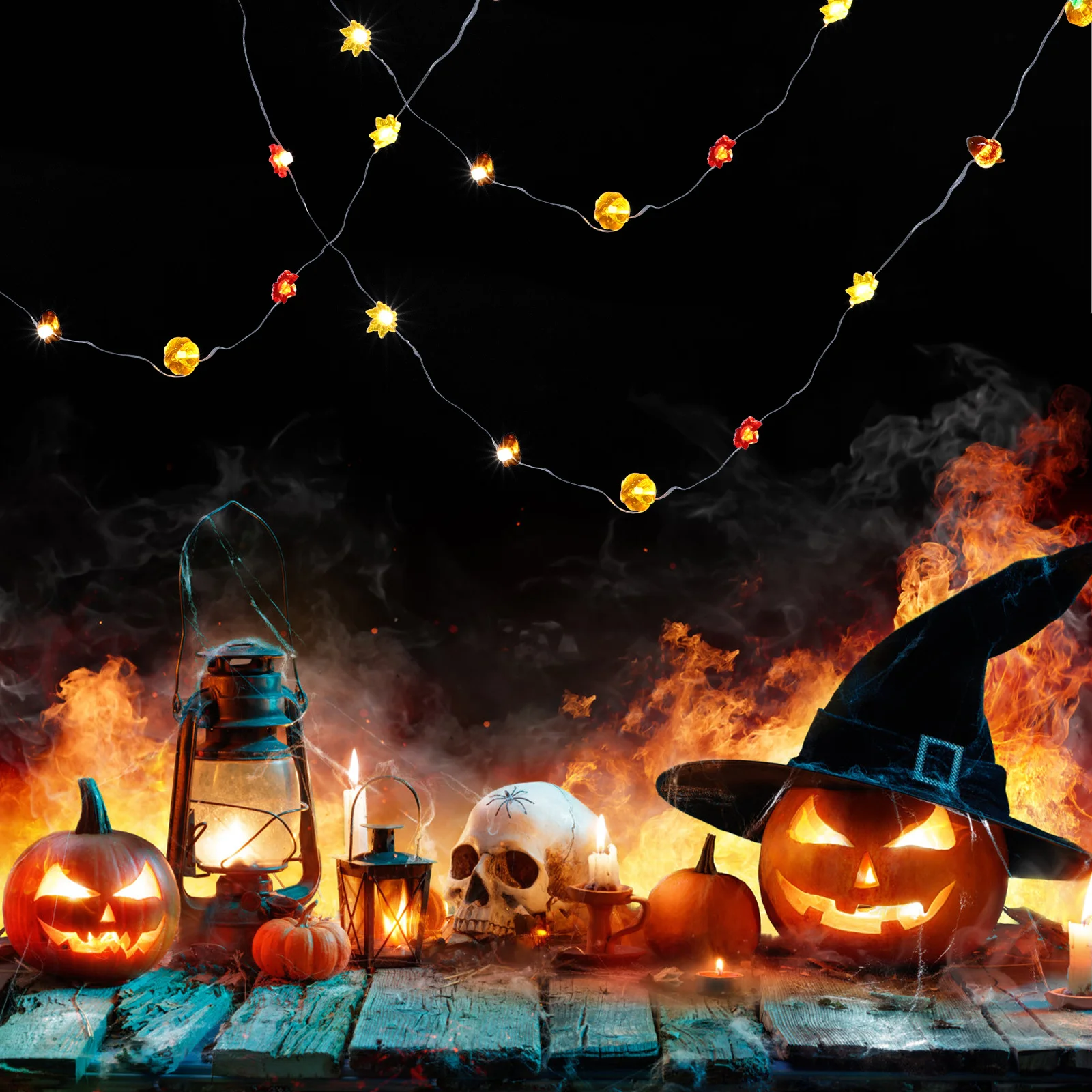 داخلي هالوين LED سلسلة ضوء الأسلاك النحاسية سقوط ضوء لغرفة النوم ديكور حفلة عيد الشكر الخريف الديكور #5