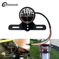 Motorcycle Round Stop Vintage License Plate Mount Tail Indicator Lamp Brake Light For Harley Bobber Chopper Custom For Honda