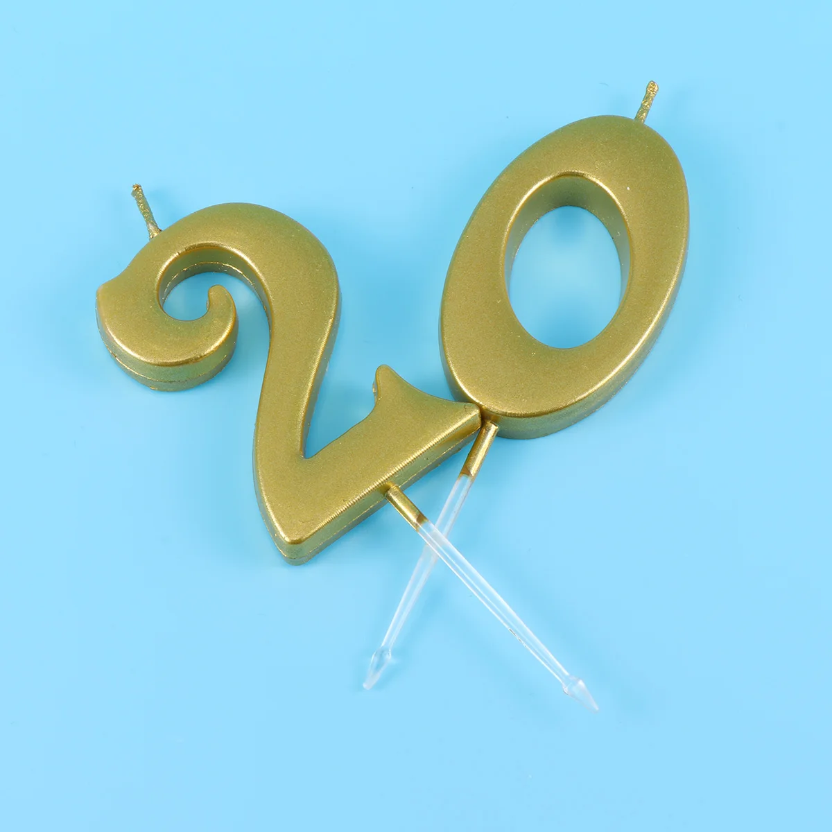 

2pcs Birthday Party Candles Eco-Friendly Paraffin Number 20 Cake Topper Golden Wedding Anniversary Celebration Candles
