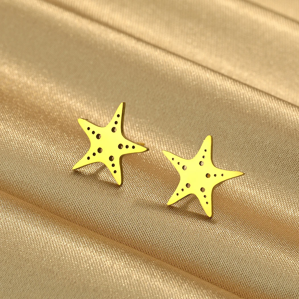 Todorova Cute Starfish Stud Earrings Stainless Steel Earrings for Women Girls Sea Ocean Jewelry Birthday Party Gift