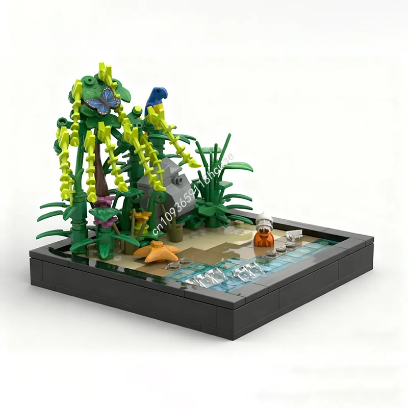 

197 шт. MOC для отдыха, тропический пляж, пиратская модель, строительные блоки, игрушка, конструкция, сборка, рождественский подарок, идея «сделай сам», дети