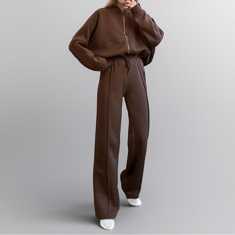  Large Size Casual Sports Pants with Zipper Hoodie Set Comfortable Loose Fit Long Sve Sweatirt Tee Piece Set for Women 