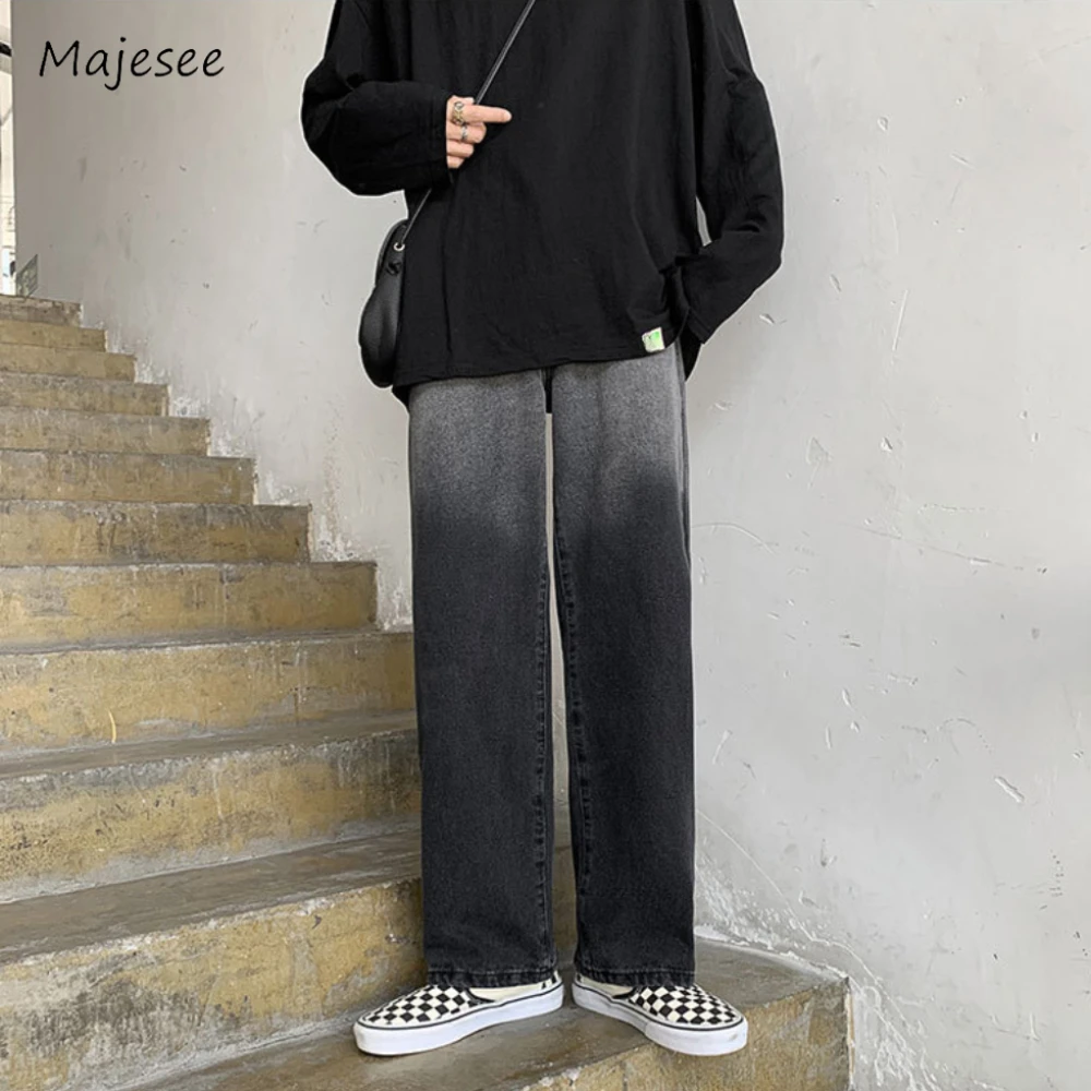 

Men Jeans Gradient Loose Comfortable New Young All-match Classical Korean Style Spring High Street Trousers Fit Advanced Fashion