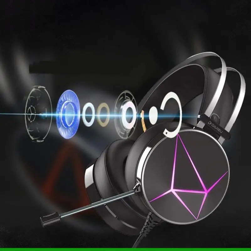 

U55C Регулируемая игровая гарнитура USB RGB со стереозвуком для компьютерных игр, проводные классические наушники